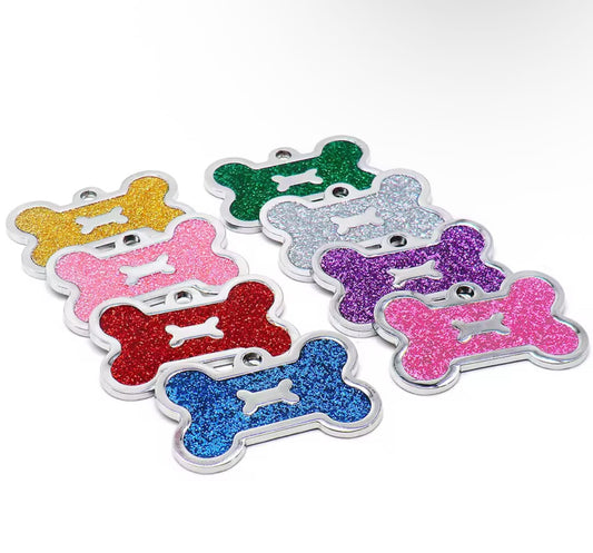 Glitter Bone Pet ID Tag for Cats & Dogs – Laser Engraving