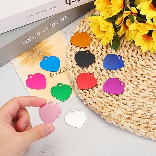 Colorful Heart-Shaped Pet ID Tags – Personalized Laser Engraving