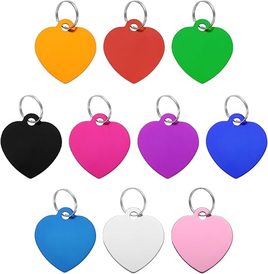 Colorful Heart-Shaped Pet ID Tags – Personalized Laser Engraving